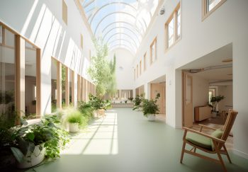 Retirement Home or Nursing Home Interior With Green Environment: